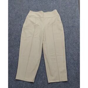 Athleta Pants Womens 10 Beige Pintuck Ankle Pockets Side Zip Stretch Career